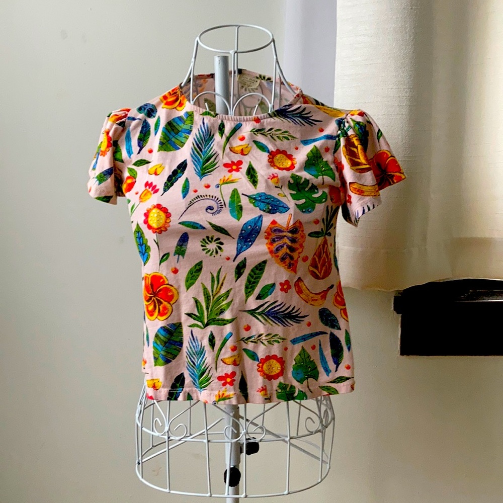 Zara Girls Mixed Floral Cropped Shirt